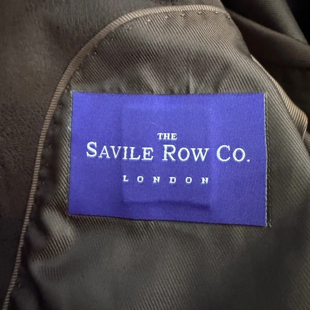 The‎ Savile Row Co Blazer Mens 38S Brown Distressed Faux Leather 2-Button Jacket